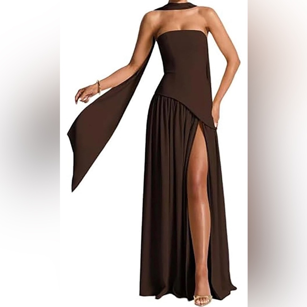Elegant Brown Evening Gown